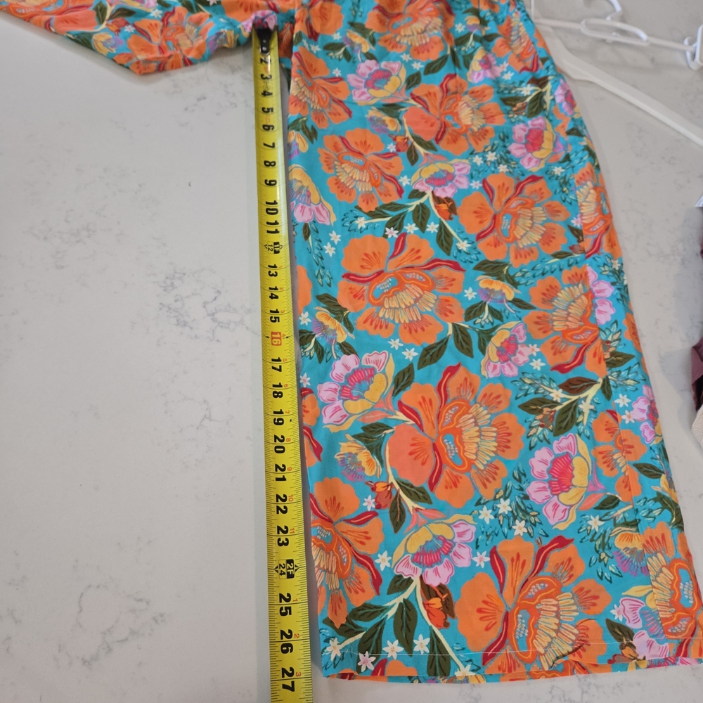Cupshe Floral Wide Leg Pants - Orange and‎ Green Pocjet - Picture 13 of 16